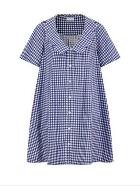 Piyama Blue Gingham Penelope Lounge Dress Size Small